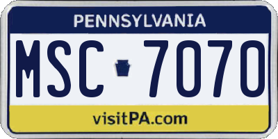 PA license plate MSC7070