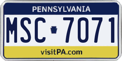 PA license plate MSC7071