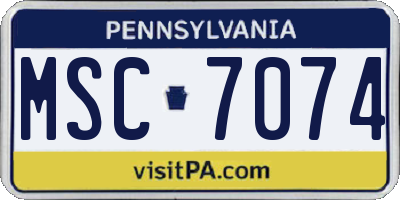 PA license plate MSC7074