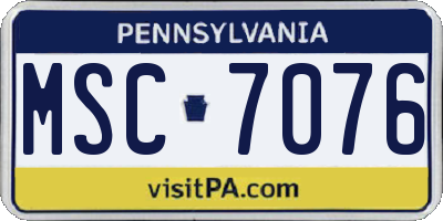 PA license plate MSC7076