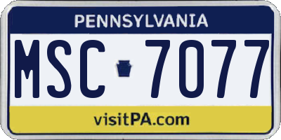 PA license plate MSC7077