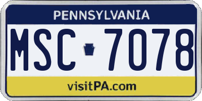 PA license plate MSC7078