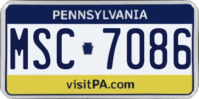 PA license plate MSC7086