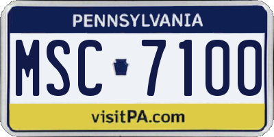PA license plate MSC7100