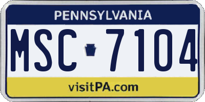 PA license plate MSC7104