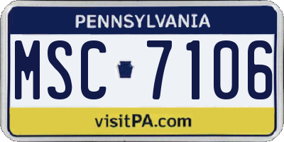 PA license plate MSC7106