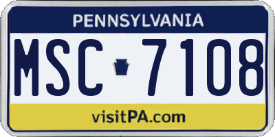PA license plate MSC7108