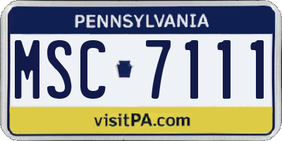 PA license plate MSC7111