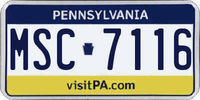 PA license plate MSC7116