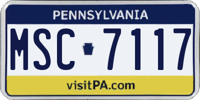 PA license plate MSC7117
