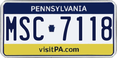 PA license plate MSC7118