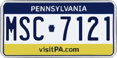 PA license plate MSC7121
