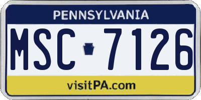 PA license plate MSC7126