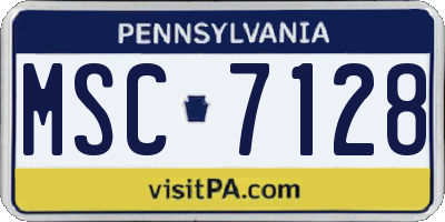 PA license plate MSC7128