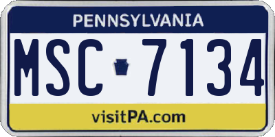 PA license plate MSC7134