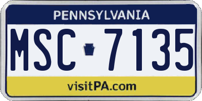 PA license plate MSC7135