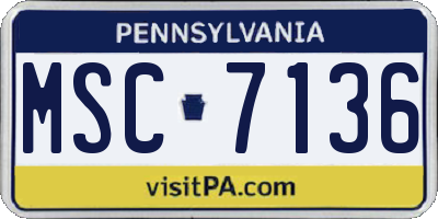 PA license plate MSC7136