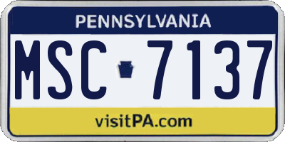 PA license plate MSC7137