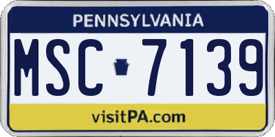 PA license plate MSC7139