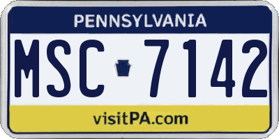 PA license plate MSC7142
