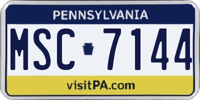 PA license plate MSC7144