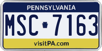 PA license plate MSC7163