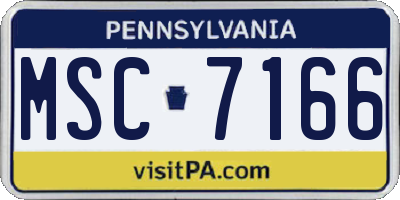 PA license plate MSC7166