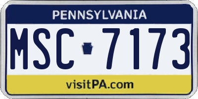 PA license plate MSC7173