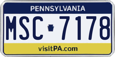 PA license plate MSC7178