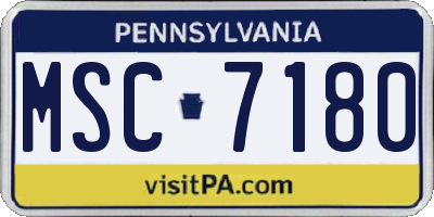 PA license plate MSC7180