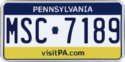 PA license plate MSC7189