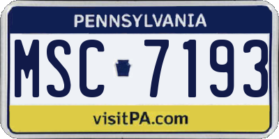 PA license plate MSC7193