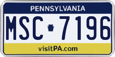 PA license plate MSC7196