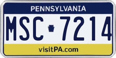 PA license plate MSC7214
