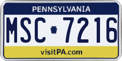 PA license plate MSC7216