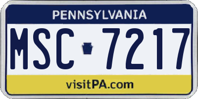 PA license plate MSC7217