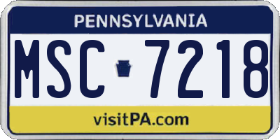 PA license plate MSC7218