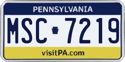 PA license plate MSC7219