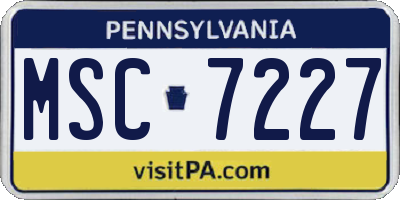 PA license plate MSC7227