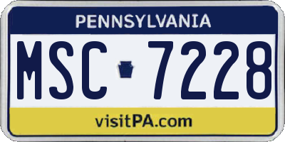 PA license plate MSC7228