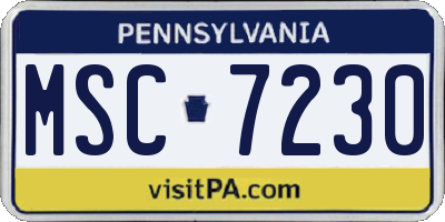 PA license plate MSC7230