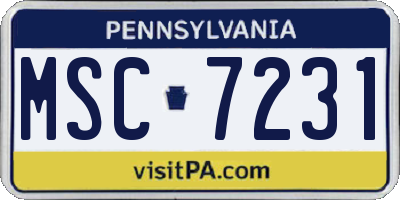 PA license plate MSC7231