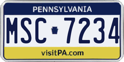 PA license plate MSC7234
