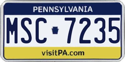 PA license plate MSC7235