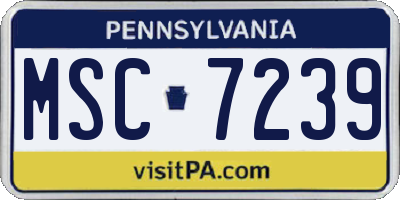 PA license plate MSC7239