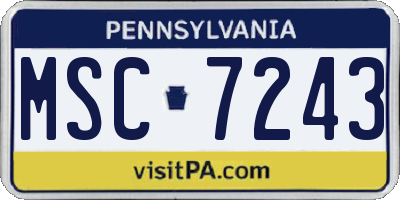 PA license plate MSC7243