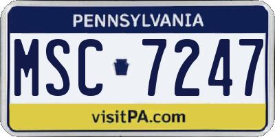 PA license plate MSC7247