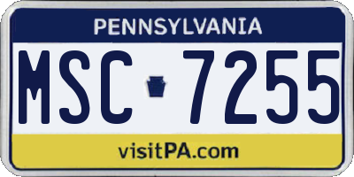 PA license plate MSC7255