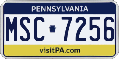 PA license plate MSC7256