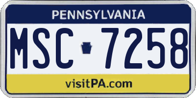 PA license plate MSC7258